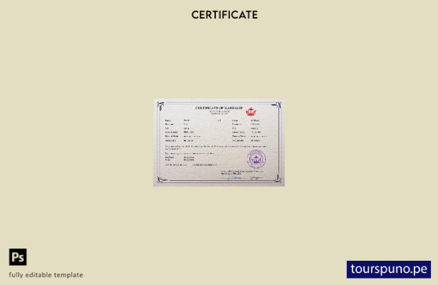 listo para imprimir plantilla PSD de certificado de matrimonio de Brunei