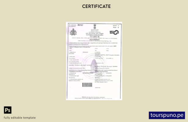 listo para imprimir plantilla de certificado de defunción del Gobierno de Karnat