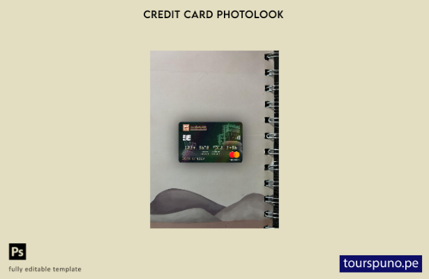 listo para imprimir Plantilla frontal de aspecto fotográfico de Mastercard d 174