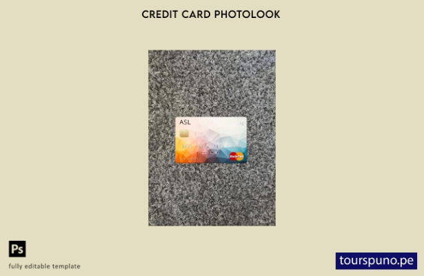 listo para imprimir Plantilla frontal de aspecto fotográfico de Mastercard de  3
