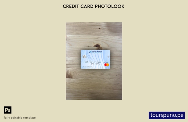 listo para imprimir Plantilla frontal de aspecto fotográfico de Mastercard de Cr