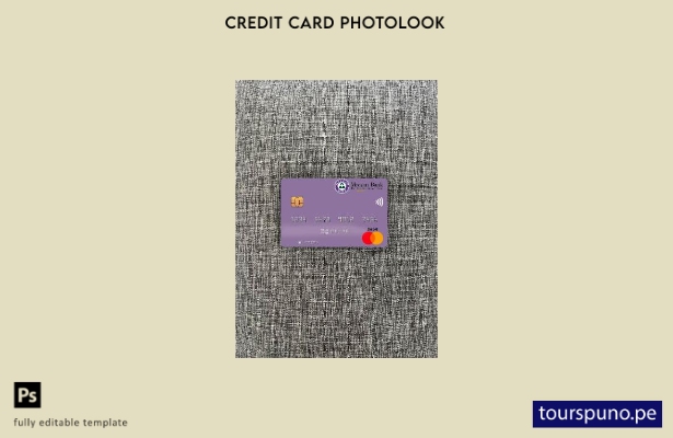 listo para imprimir Plantilla frontal de aspecto fotográfico de Mastercard de Pa