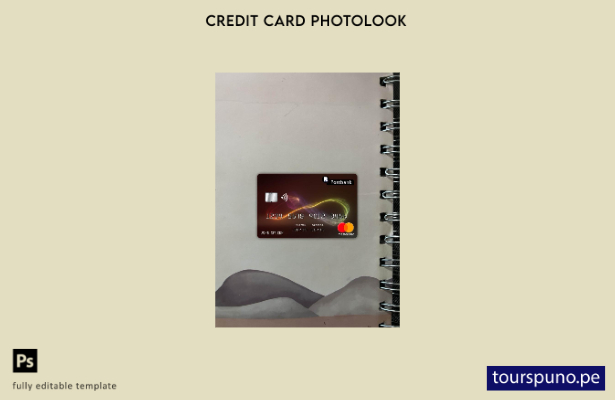 listo para imprimir plantilla frontal de aspecto fotográfico de Mastercard de  8