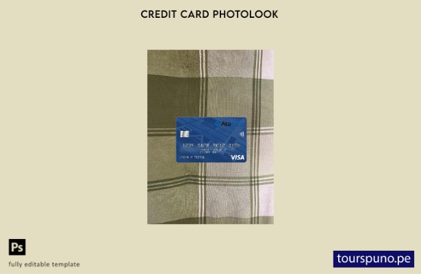 listo para imprimir plantilla frontal de aspecto fotográfico de tarjeta visa  24