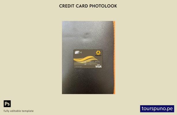 listo para imprimir plantilla frontal de aspecto fotográfico de tarjeta visa Com