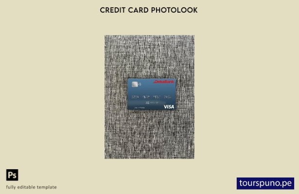 listo para imprimir plantilla frontal de aspecto fotográfico de tarjeta visa Dek