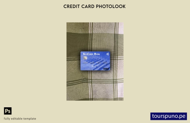 listo para imprimir plantilla frontal de aspecto fotográfico de tarjeta visa Key