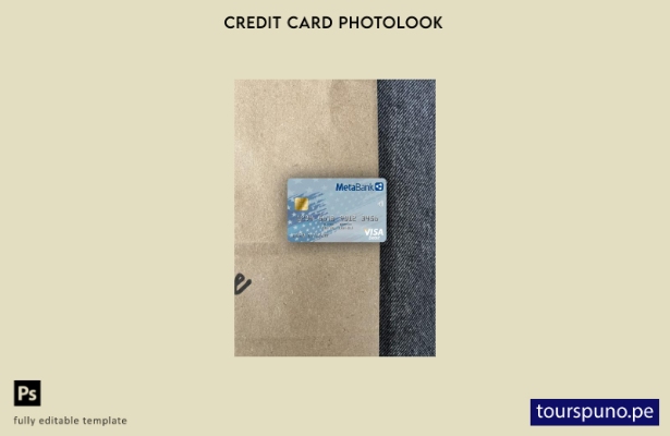 listo para imprimir plantilla frontal de aspecto fotográfico de tarjeta visa Met