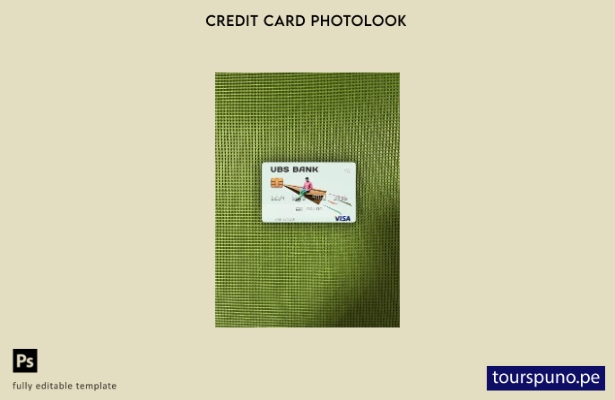 listo para imprimir plantilla frontal de aspecto fotográfico de tarjeta visa UBS