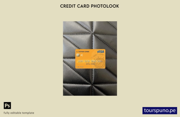 listo para imprimir plantilla frontal de aspecto fotográfico de visa bancaria de