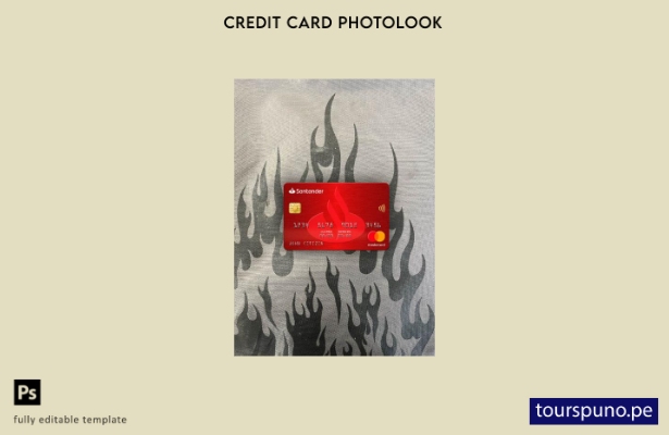 listo para imprimir plantilla frontal de fotolook de mastercard del Banco Santan