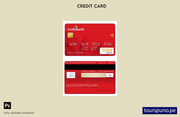 Listo para imprimir plantilla de tarjeta electrónica Visa Multibank Panamá