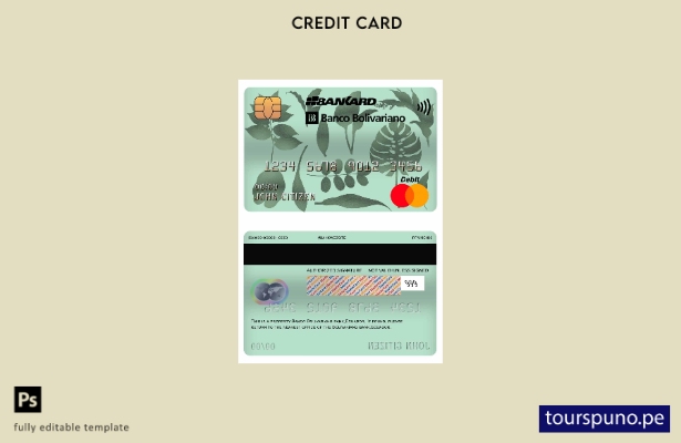 Plantilla Mastercard Ecuador Banco Bolivariano lista para imprimir