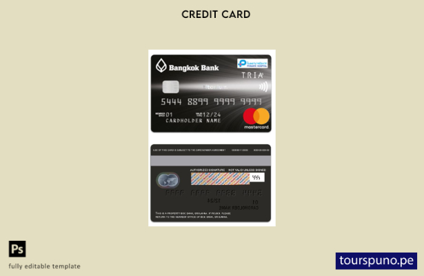 lista para imprimir la plantilla de mastercard de titanio del Banco Bangkok de T