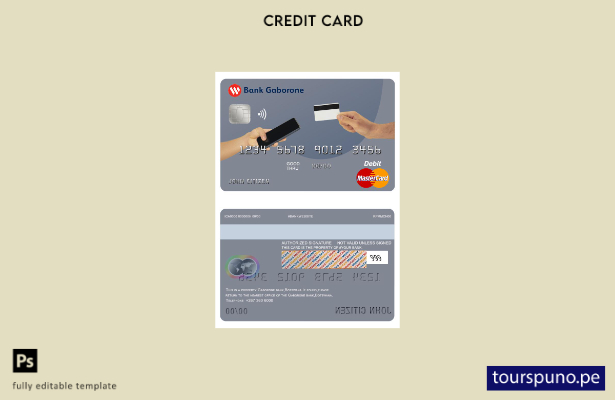 lista para imprimir la plantilla de mastercard del Banco de Botswana Gaborone