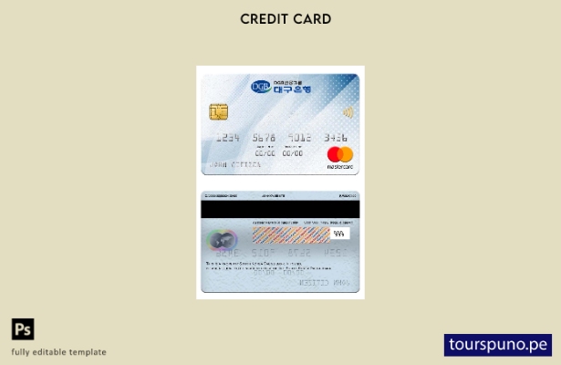 lista para imprimir la plantilla de mastercard del banco Daegu de Corea del Sur