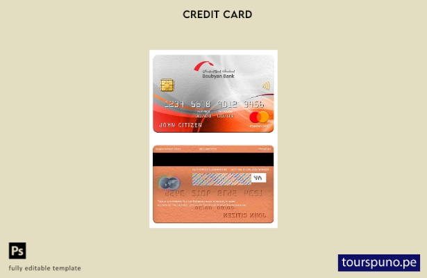 lista para imprimir la plantilla de mastercard del banco Kuwait Boubyan