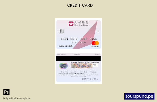 lista para imprimir la plantilla de tarjeta mastercard de Hong Kong Dah Sing Ban