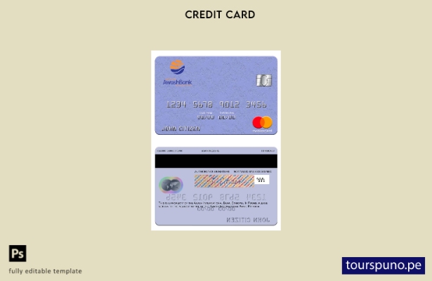 lista para imprimir la plantilla mastercard de Etiopía Awash International Bank