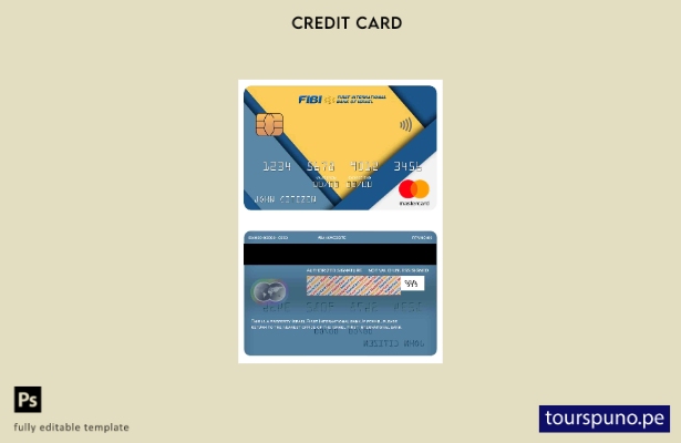 lista para imprimir la plantilla mastercard del Primer Banco Internacional de Is