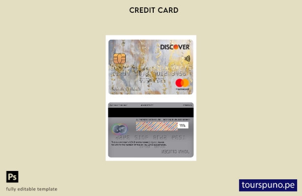 lista para imprimir plantilla Mastercard de USA Discover Bank