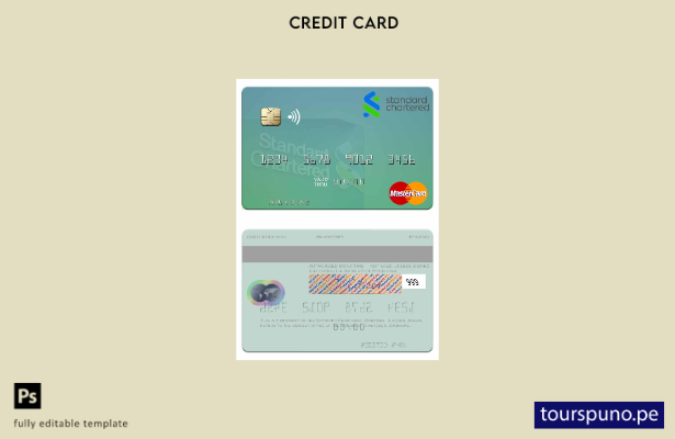lista para imprimir plantilla de Mastercard Standard Chartered de Zimbabwe