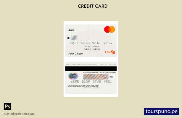 lista para imprimir plantilla de Mastercard de débito bancario CSI de EE. UU.