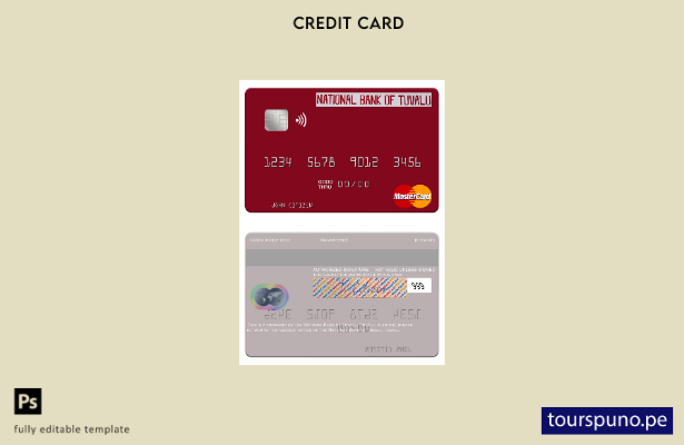 lista para imprimir plantilla de mastercard del Banco Nacional de Tuvalu de Tuva