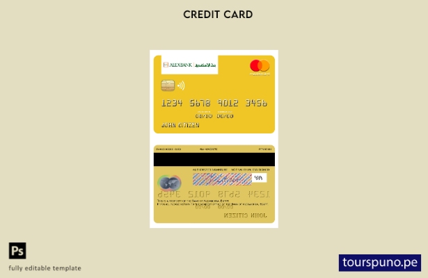 lista para imprimir plantilla de mastercard del Banco de Alejandría de Egipto