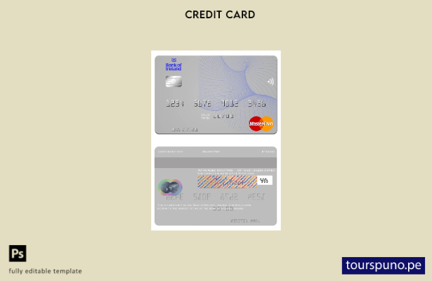 lista para imprimir plantilla de mastercard del Banco de Irlanda de Irlanda