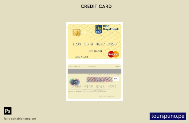 lista para imprimir plantilla de mastercard del RBC Royal Bank de Túnez