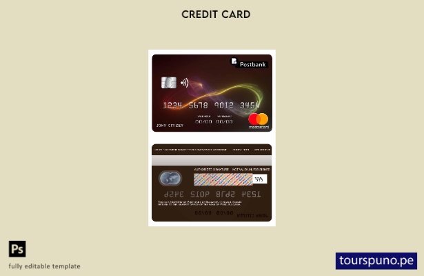 lista para imprimir plantilla de mastercard del banco Bulgaria Post