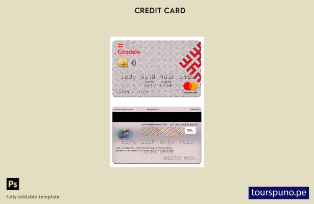 lista para imprimir plantilla de mastercard del banco Citadele de Letonia