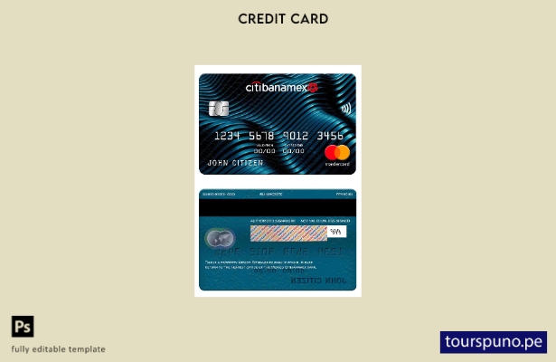 lista para imprimir plantilla de mastercard del banco Citibanamex de México