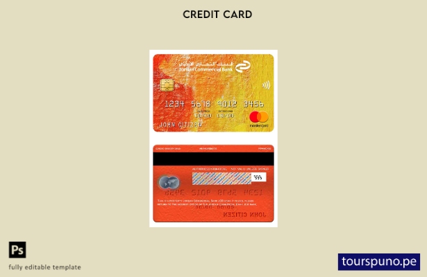 lista para imprimir plantilla de mastercard del banco JCB del Jordan Commercial