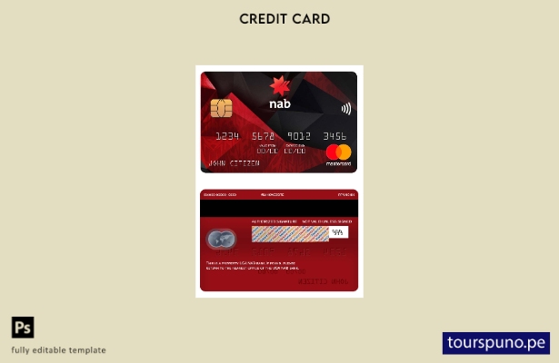 lista para imprimir plantilla de mastercard del banco NAB de EE. UU.