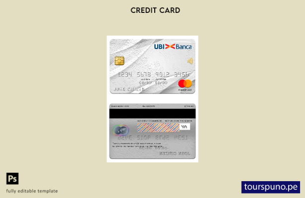 lista para imprimir plantilla de mastercard del banco UBI de Italia