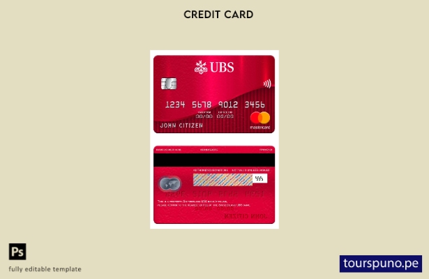 lista para imprimir plantilla de mastercard del banco UBS de Suiza