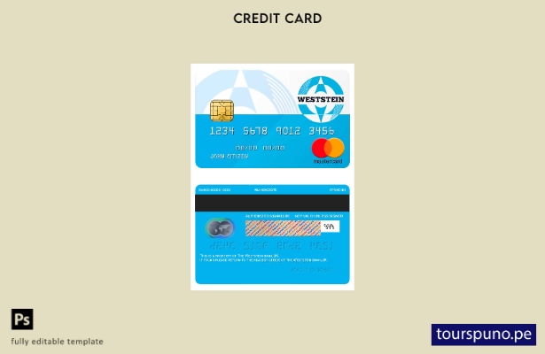 lista para imprimir plantilla de mastercard del banco Weststein del Reino Unido