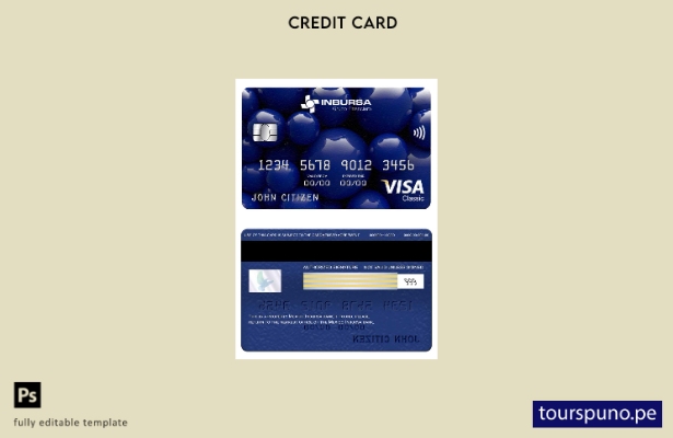 lista para imprimir plantilla de tarjeta clásica de visa bancaria Inbursa de Méx
