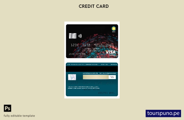 lista para imprimir plantilla de tarjeta clásica de visa bancaria MOVO de EE. UU