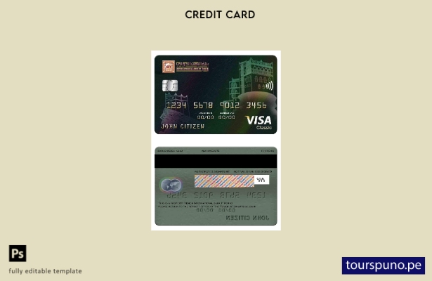 lista para imprimir plantilla de tarjeta clásica de visa bancaria internacional