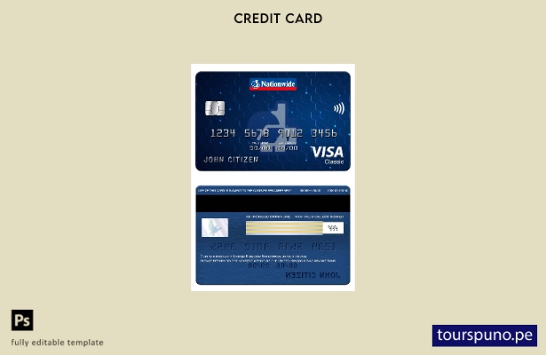 lista para imprimir plantilla de tarjeta clásica de visa bancaria nacional del R