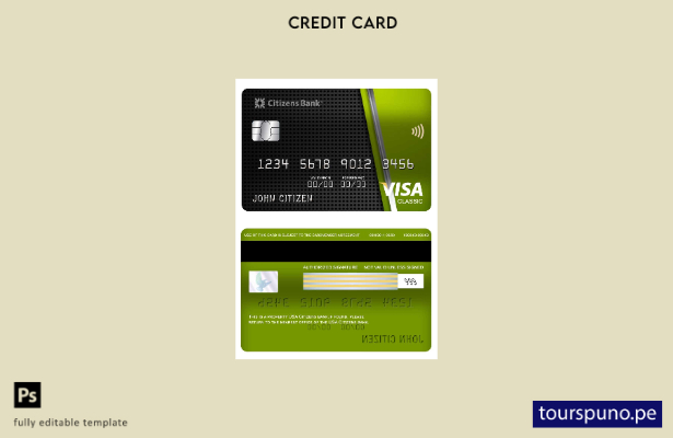 lista para imprimir plantilla de tarjeta clásica de visa bancaria para ciudadano