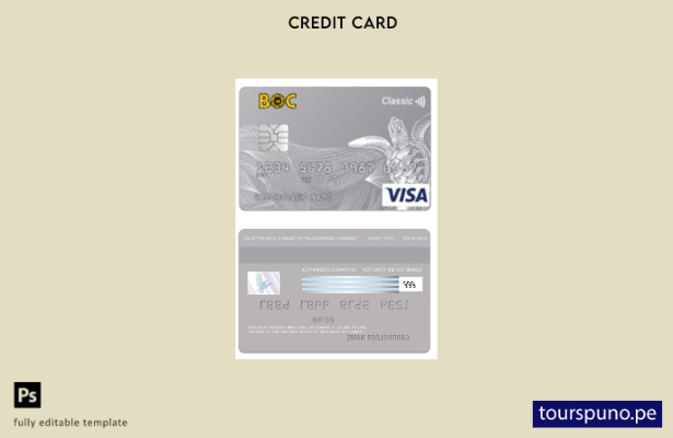 lista para imprimir plantilla de tarjeta clásica de visa de Sri Lanka BOC Bank
