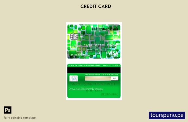 lista para imprimir plantilla de tarjeta clásica de visa de USA Heritage Bank