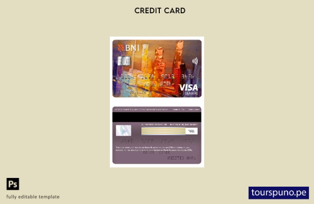 lista para imprimir plantilla de tarjeta clásica de visa del Banco de Indonesia