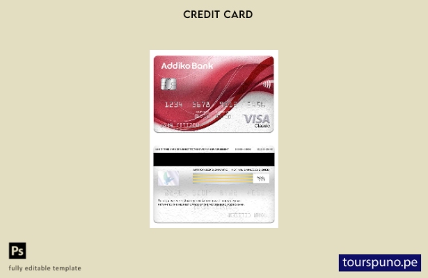 lista para imprimir plantilla de tarjeta clásica visa Addiko Bank de Montenegro