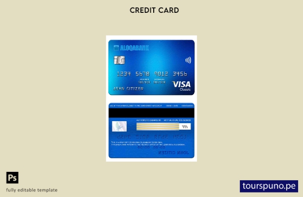 lista para imprimir plantilla de tarjeta clásica visa Aloqabank de Uzbekistán