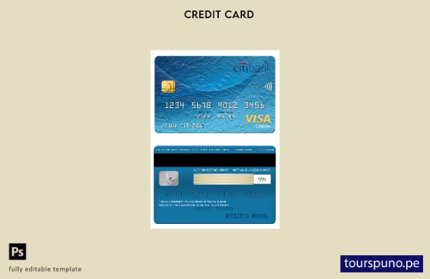 lista para imprimir plantilla de tarjeta clásica visa Citibank de Italia